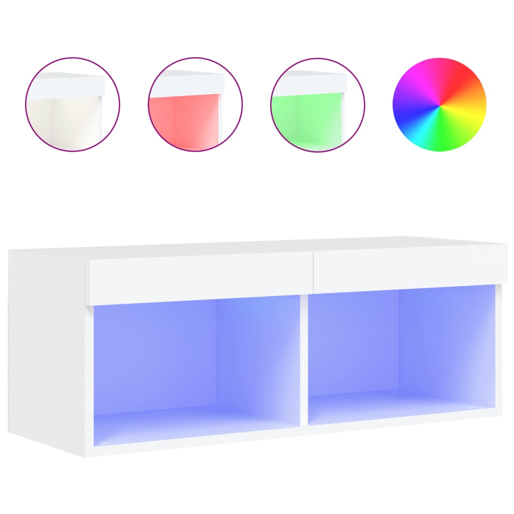 Έπιπλο Τηλεόρασης με LED Λευκό 80 x 30 x 30 εκ. 2