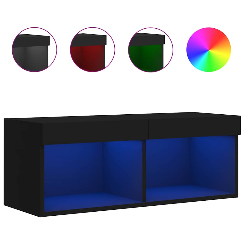 Έπιπλο Τηλεόρασης με LED Μαύρο 80 x 30 x 30 εκ. 2