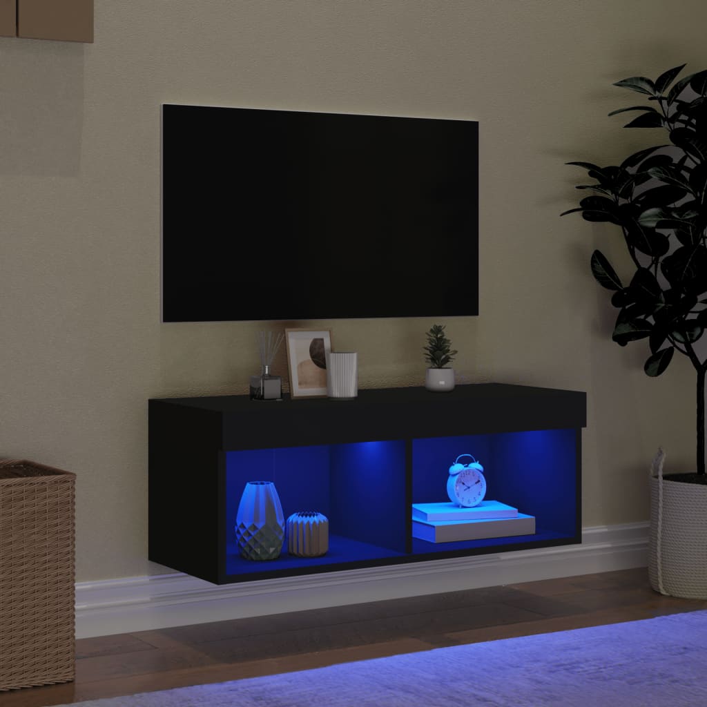 Έπιπλο Τηλεόρασης με LED Μαύρο 80 x 30 x 30 εκ. 3