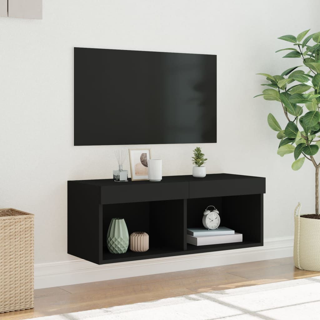Έπιπλο Τηλεόρασης με LED Μαύρο 80 x 30 x 30 εκ. 5