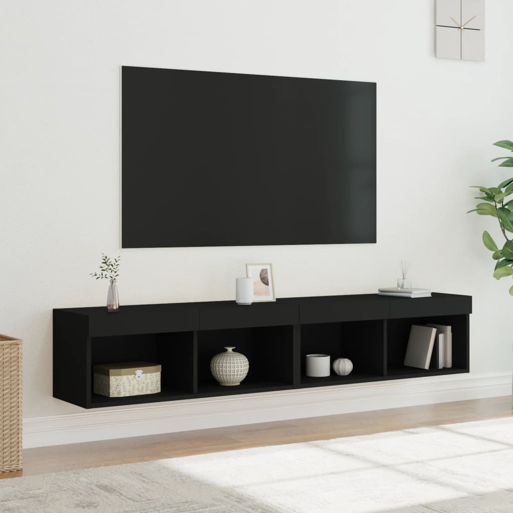 Έπιπλα Τηλεόρασης με LED 2 τεμ. Μαύρα 80 x 30 x 30 εκ. 1