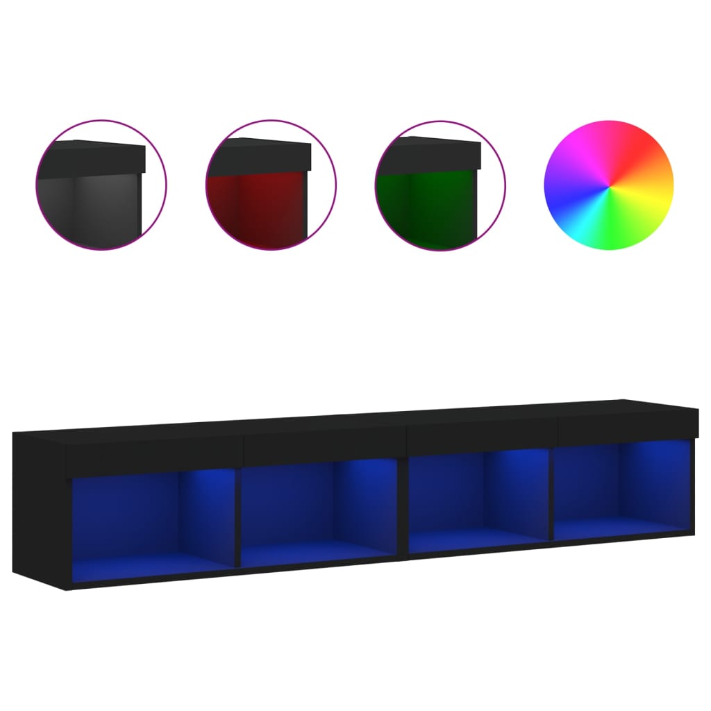 Έπιπλα Τηλεόρασης με LED 2 τεμ. Μαύρα 80 x 30 x 30 εκ. 2
