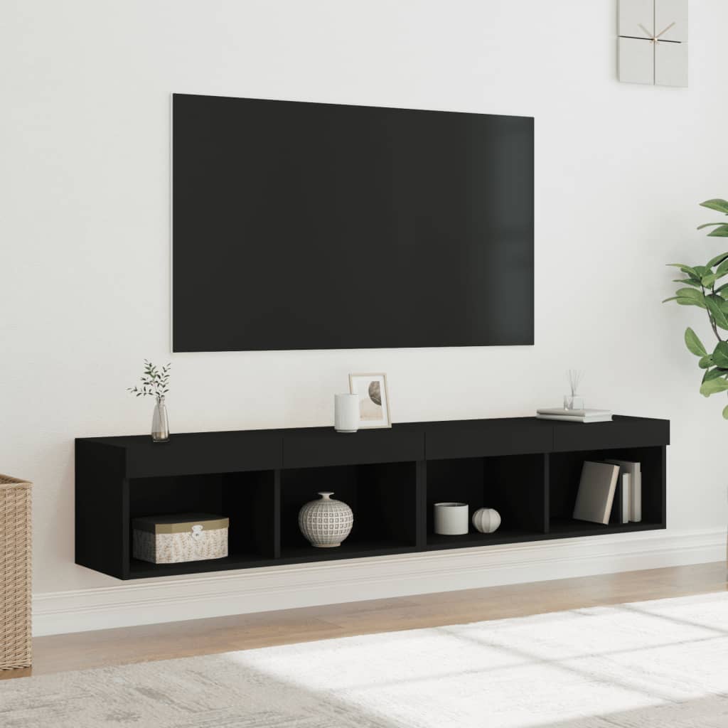 Έπιπλα Τηλεόρασης με LED 2 τεμ. Μαύρα 80 x 30 x 30 εκ. 5