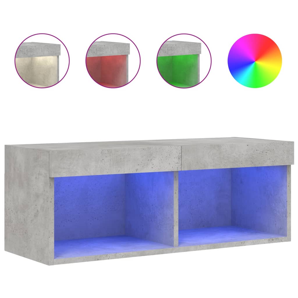 Έπιπλο Τηλεόρασης με LED Γκρι Σκυροδέματος 80x30x30 εκ. 2