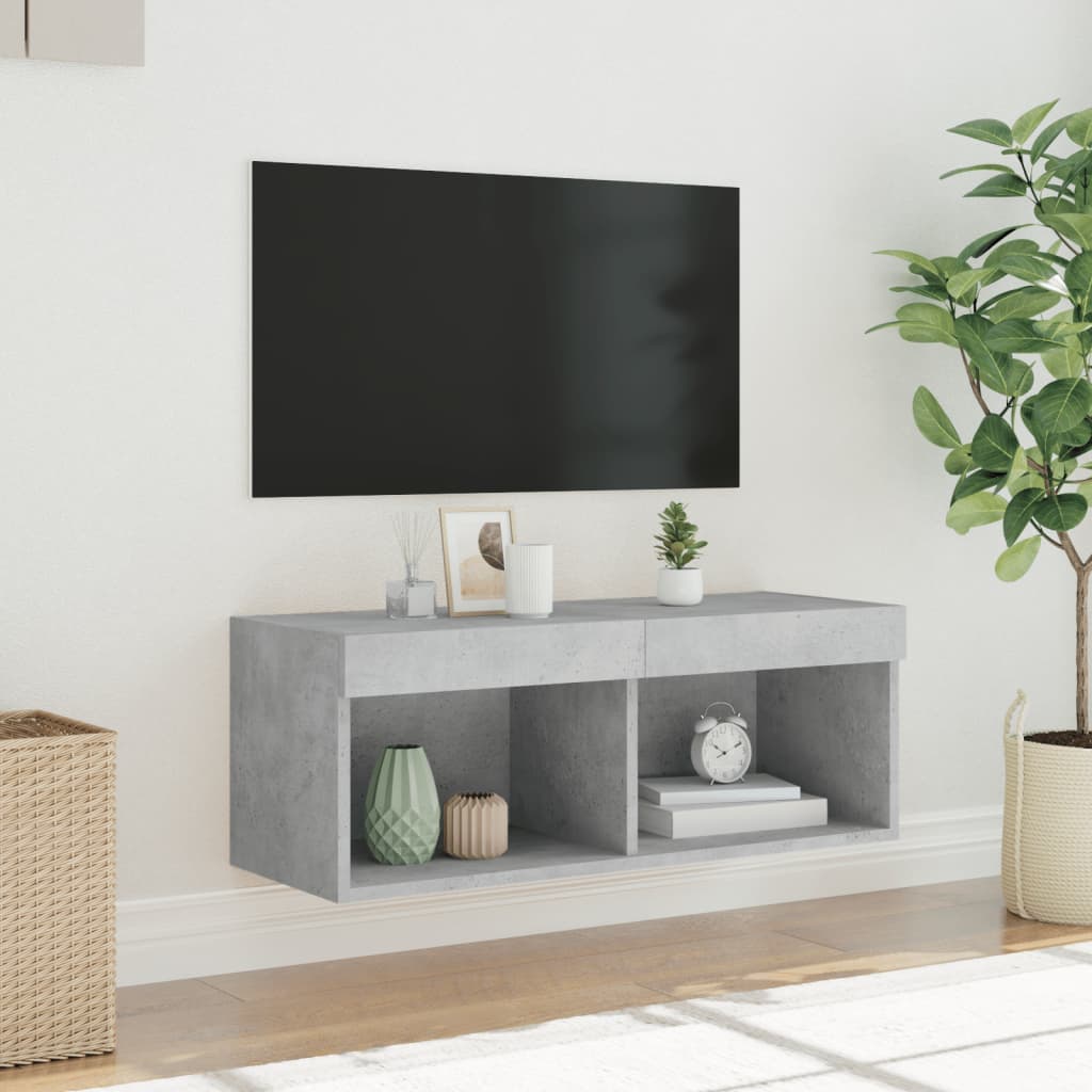 Έπιπλο Τηλεόρασης με LED Γκρι Σκυροδέματος 80x30x30 εκ. 5