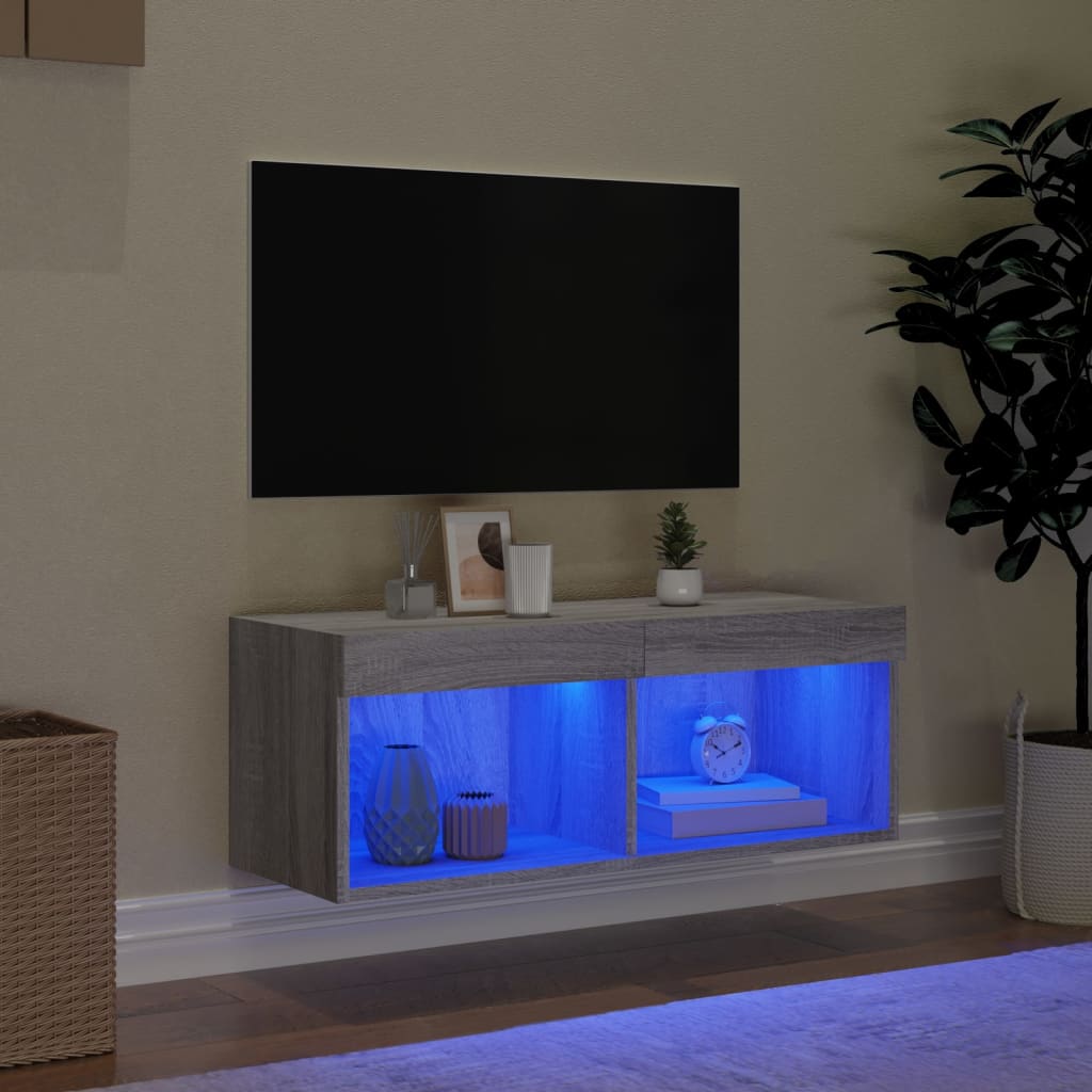 Έπιπλο Τηλεόρασης με LED Γκρι Sonoma 80x30x30 εκ. 3