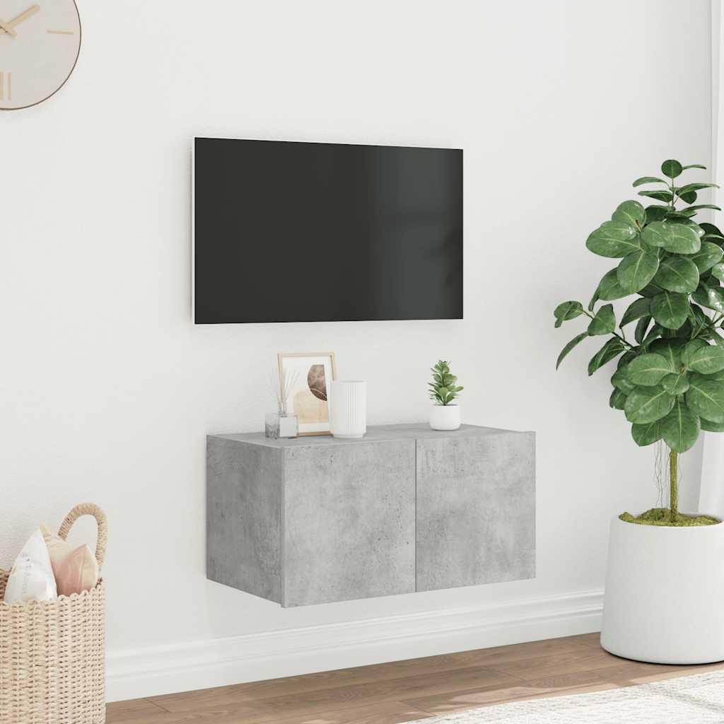 Έπιπλο Τηλεόρασης με LED Γκρι Σκυροδέματος 60x35x31 εκ. 1