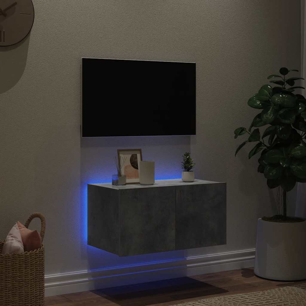 Έπιπλο Τηλεόρασης με LED Γκρι Σκυροδέματος 60x35x31 εκ. 3