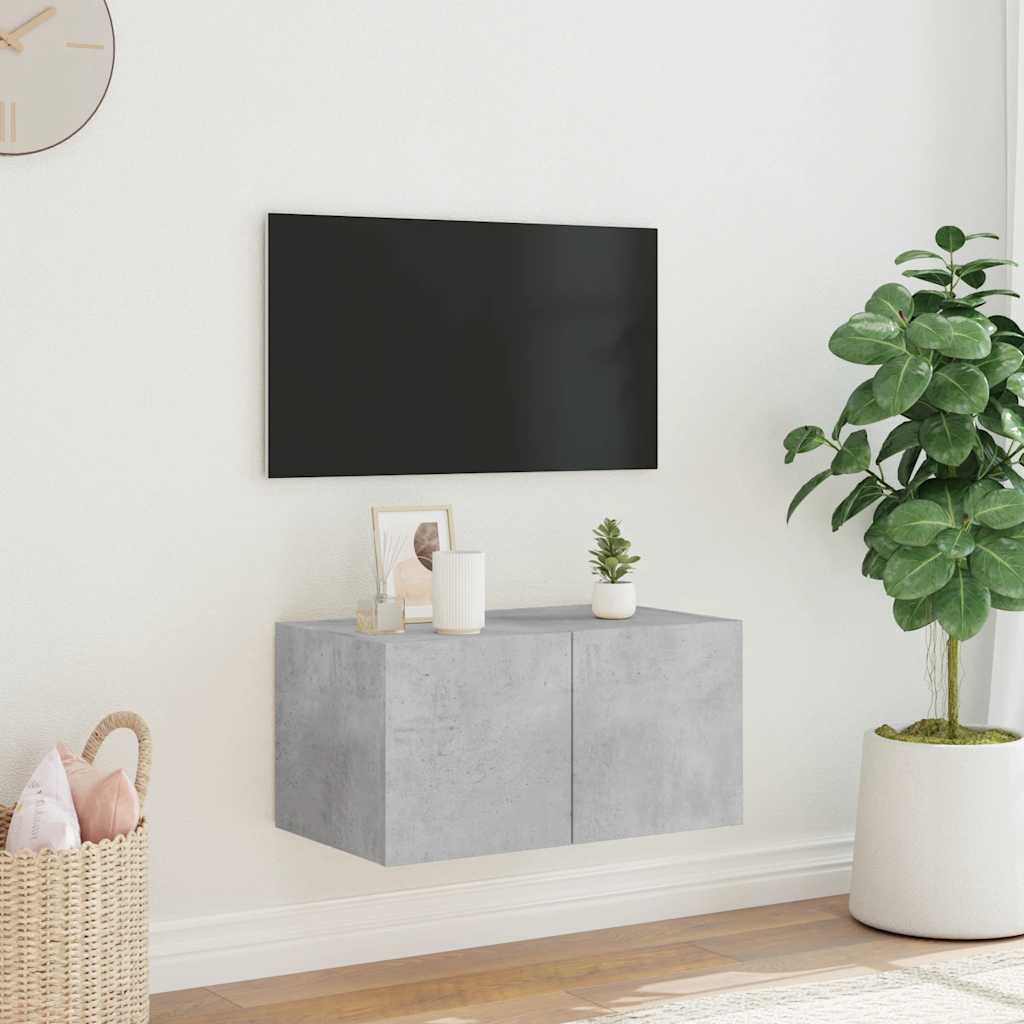 Έπιπλο Τηλεόρασης με LED Γκρι Σκυροδέματος 60x35x31 εκ. 4