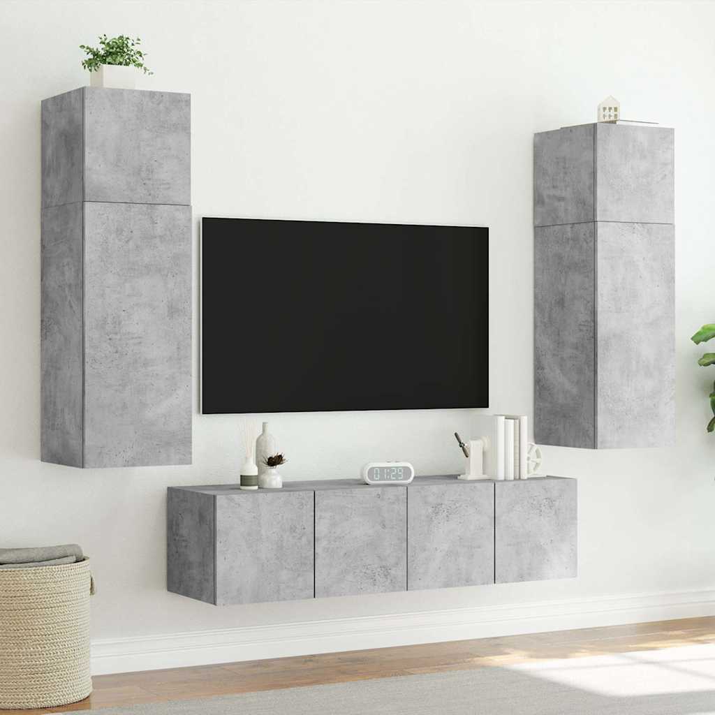 Έπιπλο Τηλεόρασης με LED Γκρι Σκυροδέματος 60x35x31 εκ. 5