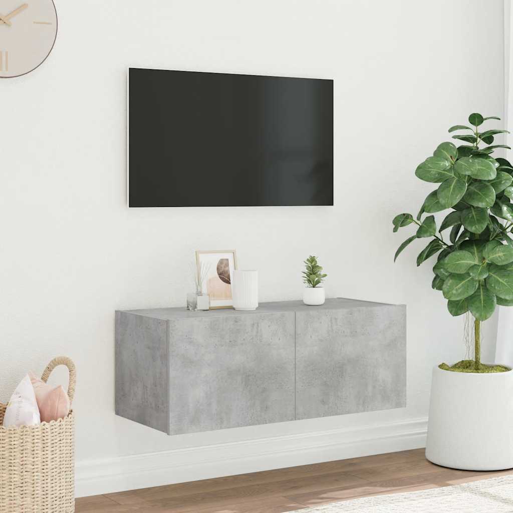 Έπιπλο Τηλεόρασης με LED Γκρι Σκυροδέματος 80x35x31 εκ. 1