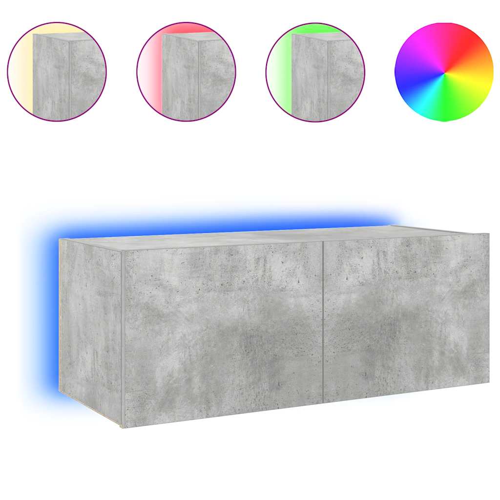 Έπιπλο Τηλεόρασης με LED Γκρι Σκυροδέματος 80x35x31 εκ. 4