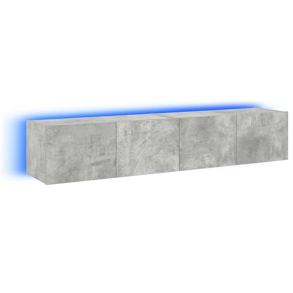 Έπιπλα Τηλεόρασης με LED 2 Τεμ Γκρι Σκυροδέματος 80x35x31 εκ. 2