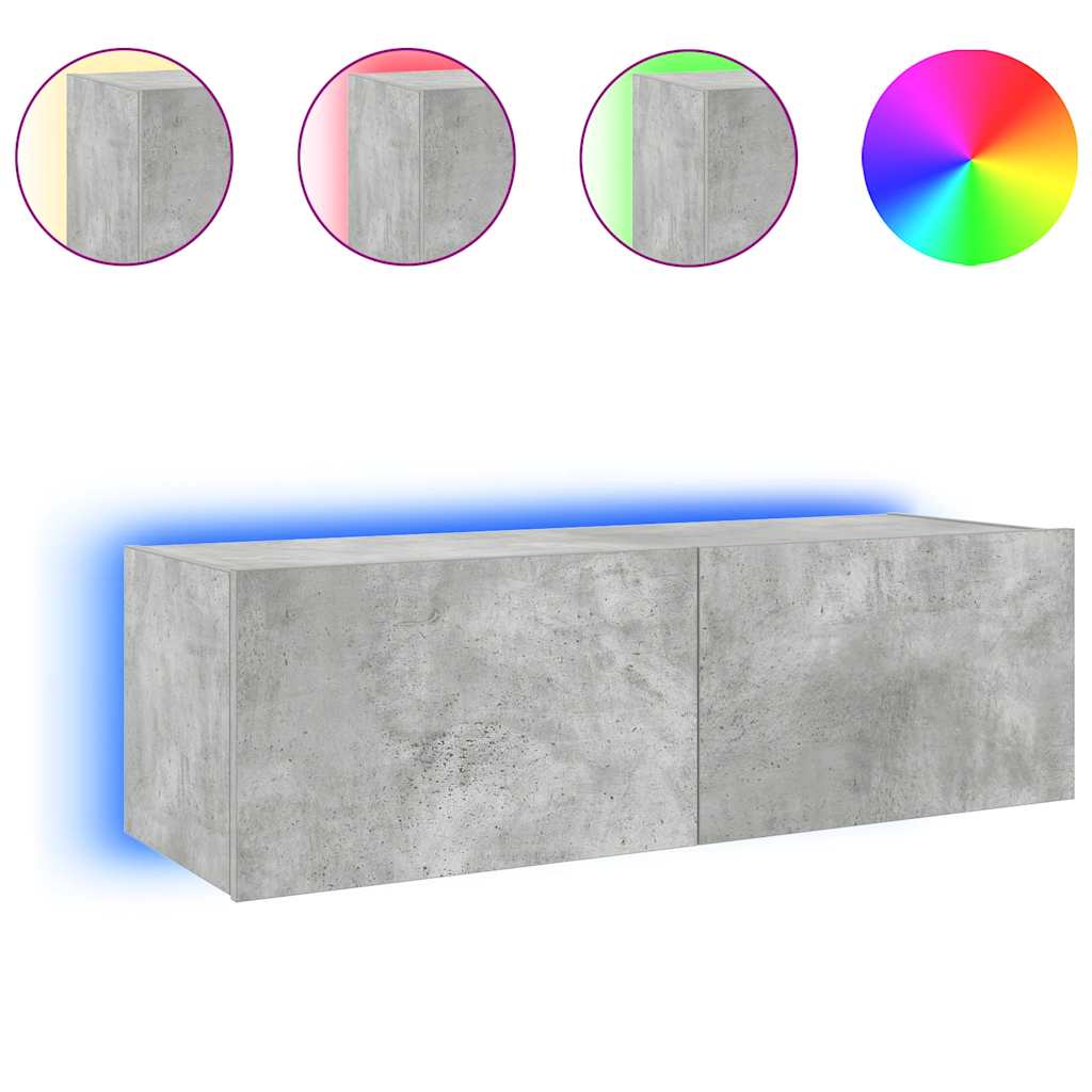 Έπιπλο Τηλεόρασης με LED Γκρι Σκυροδέματος 100x35x31 εκ. 2