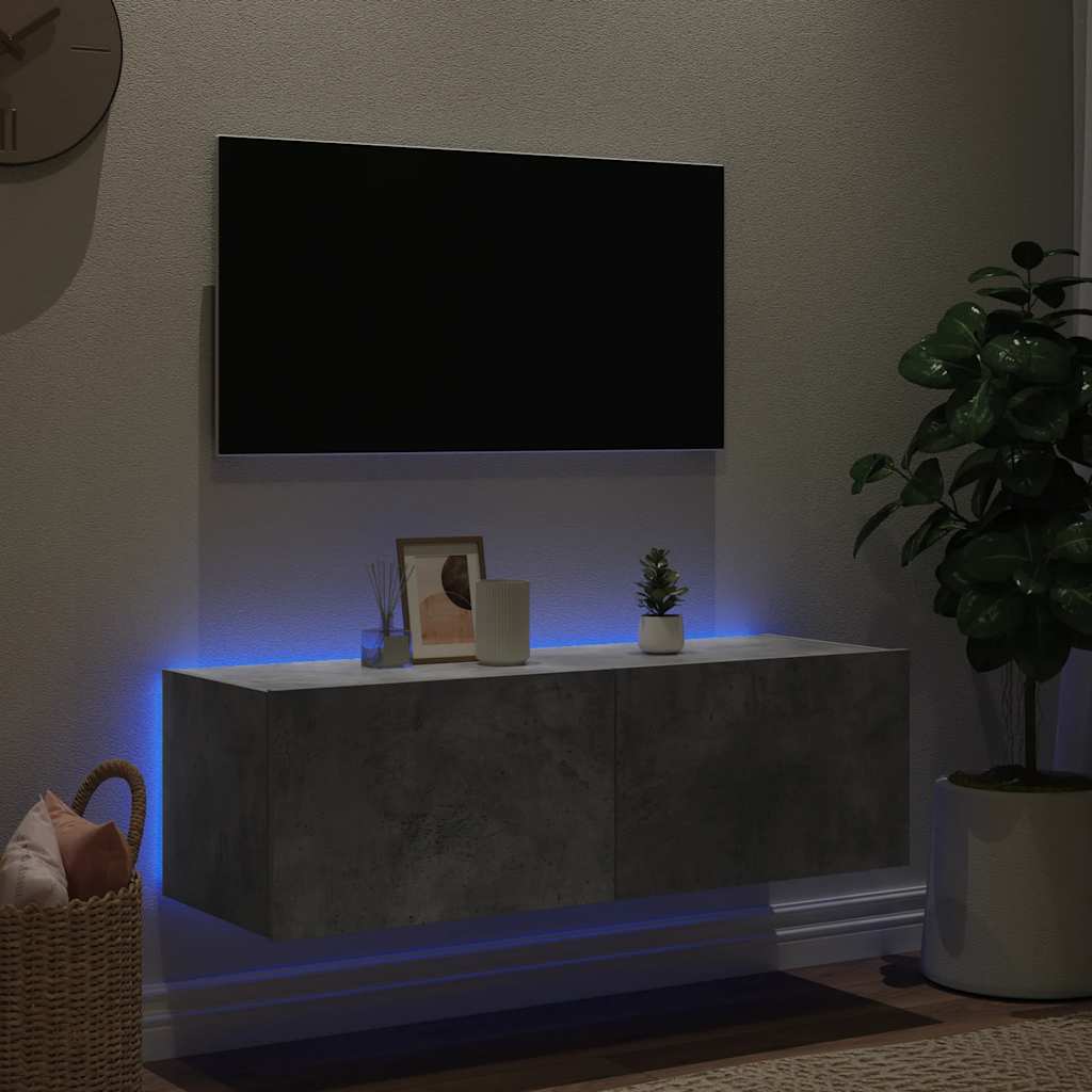 Έπιπλο Τηλεόρασης με LED Γκρι Σκυροδέματος 100x35x31 εκ. 4