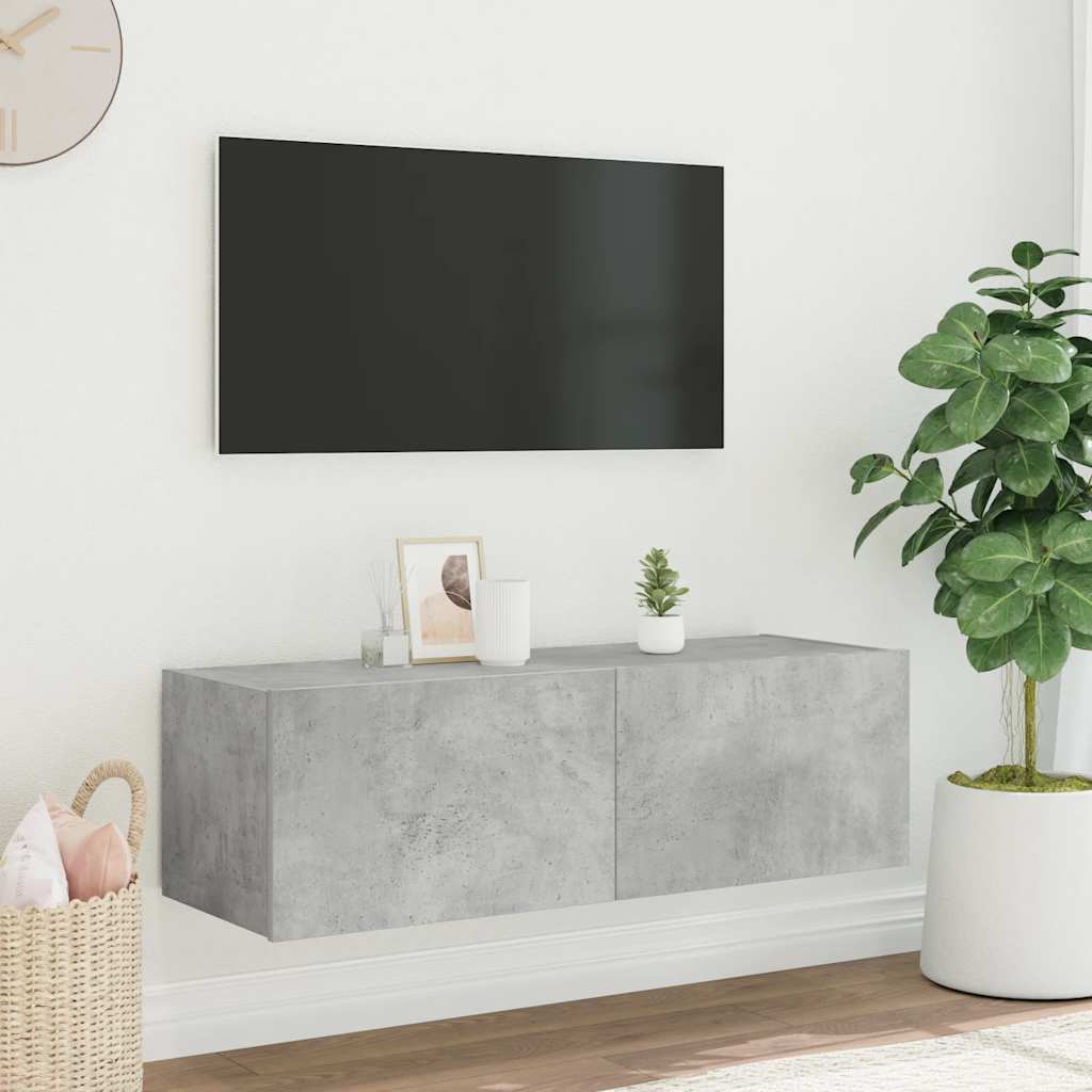 Έπιπλο Τηλεόρασης με LED Γκρι Σκυροδέματος 100x35x31 εκ. 5