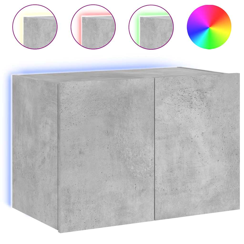 Έπιπλο Τηλεόρασης με LED Γκρι Σκυροδέματος 60x35x41 εκ. 2