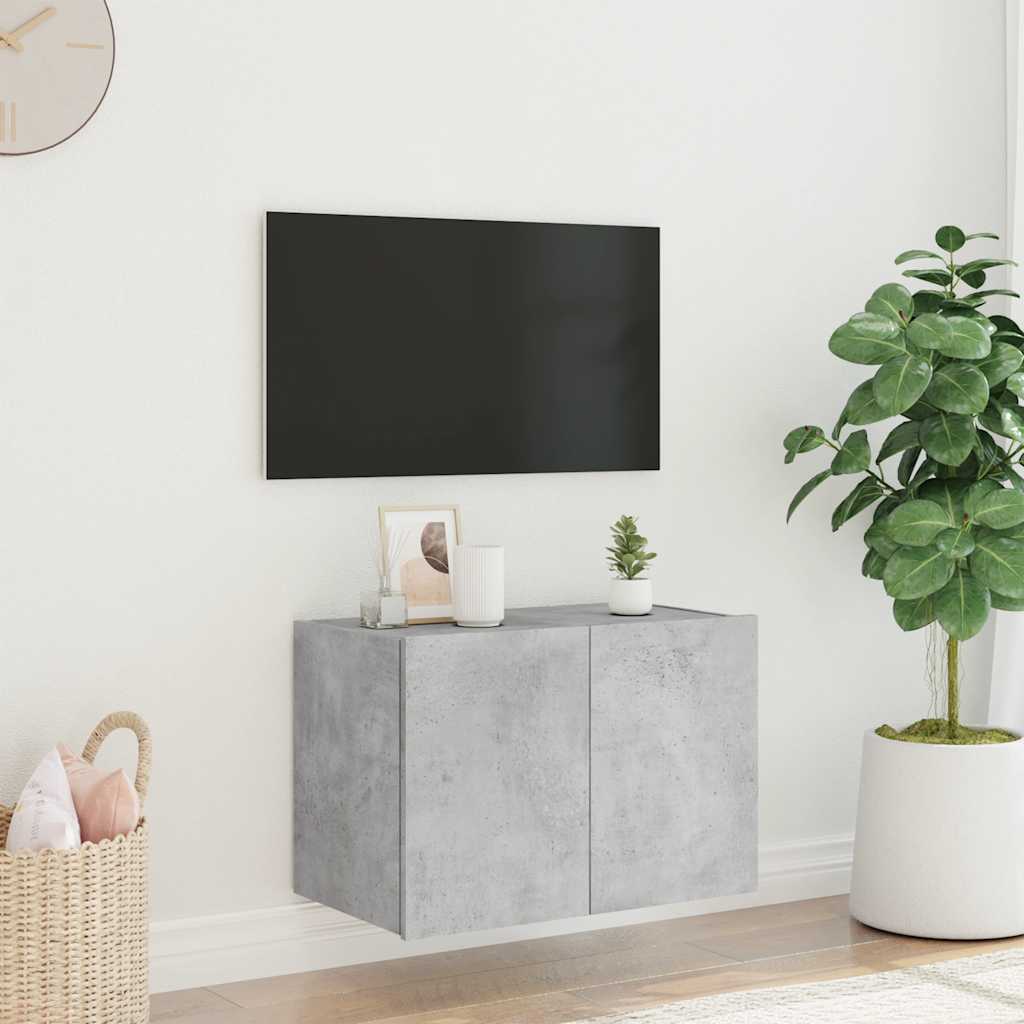 Έπιπλο Τηλεόρασης με LED Γκρι Σκυροδέματος 60x35x41 εκ. 4