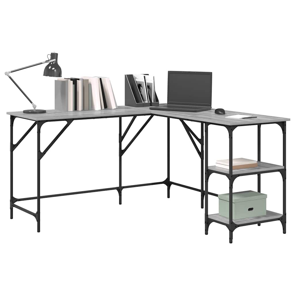 Γραφείο Γκρι Sonoma 139x139x75 εκ. από Επεξεργασμένο Ξύλο 4