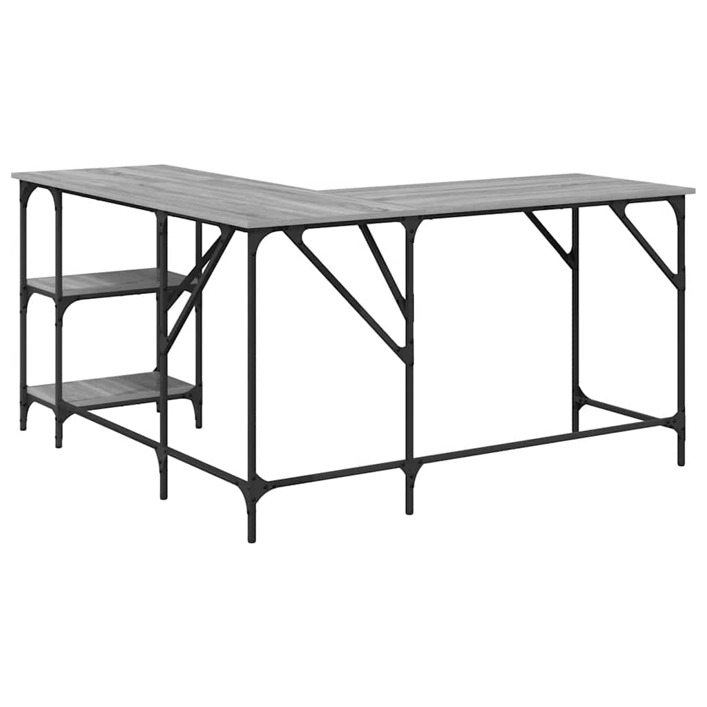 Γραφείο Γκρι Sonoma 139x139x75 εκ. από Επεξεργασμένο Ξύλο 7