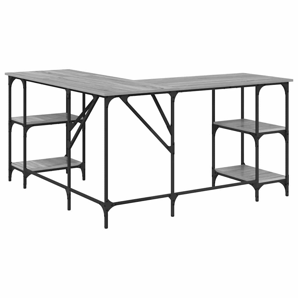 Γραφείο Γκρι Sonoma 139x139x75 εκ. από Επεξεργασμένο Ξύλο 7