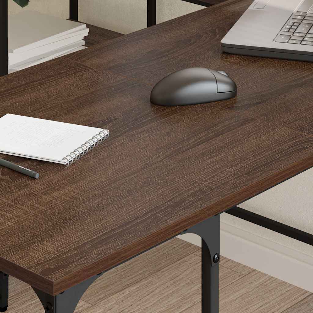 Γραφείο Καφέ Δρυς 139x139x75 εκ. από Επεξεργασμένο Ξύλο 3
