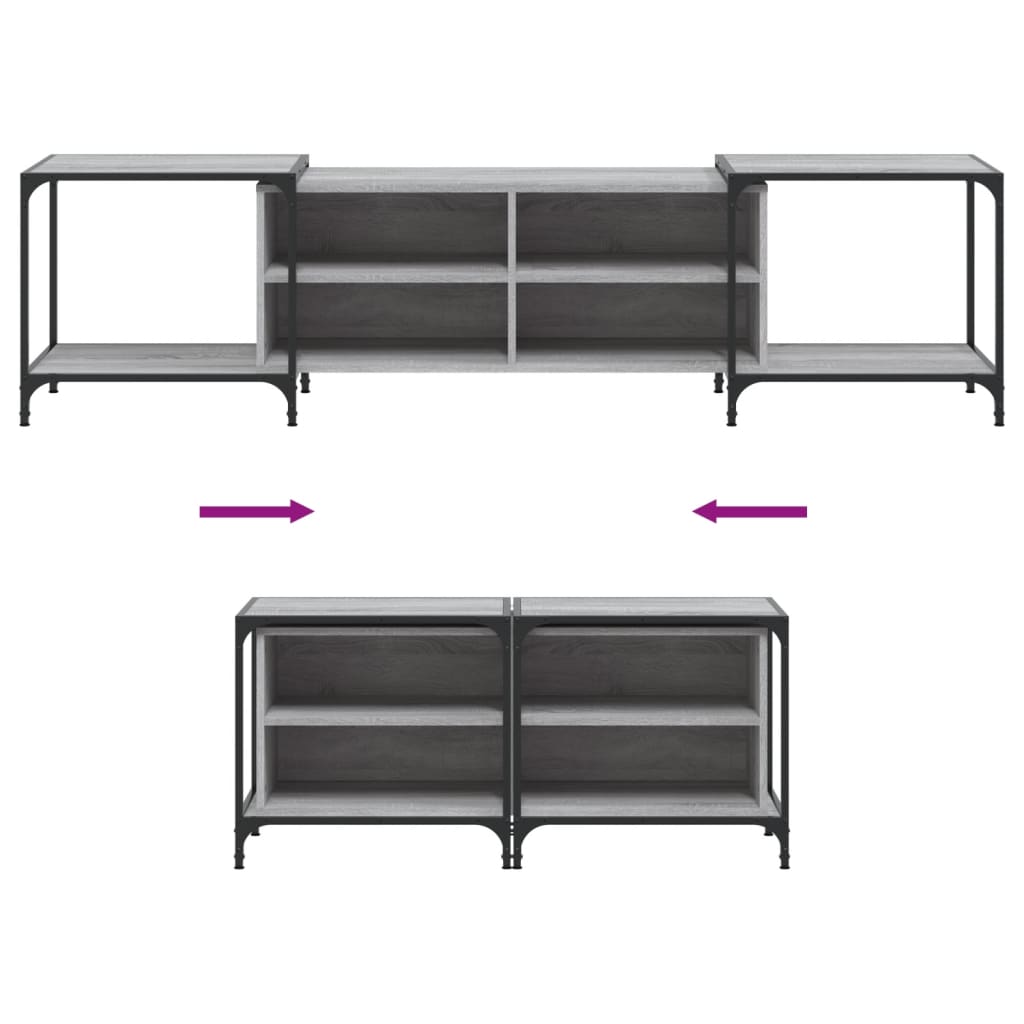 Έπιπλο Τηλεόρασης Γκρι Sonoma 203 x 37 x 50 εκ. Επεξεργ. Ξύλο 7