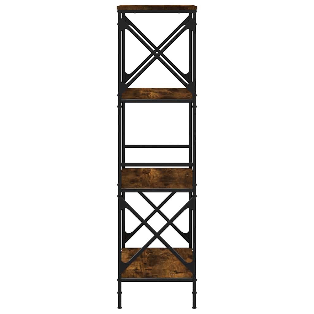 Βιβλιοθήκη 4 Επιπέδων Καπνιστή Δρυς 59x35x132 εκ. Επεξεργ. Ξύλο 5