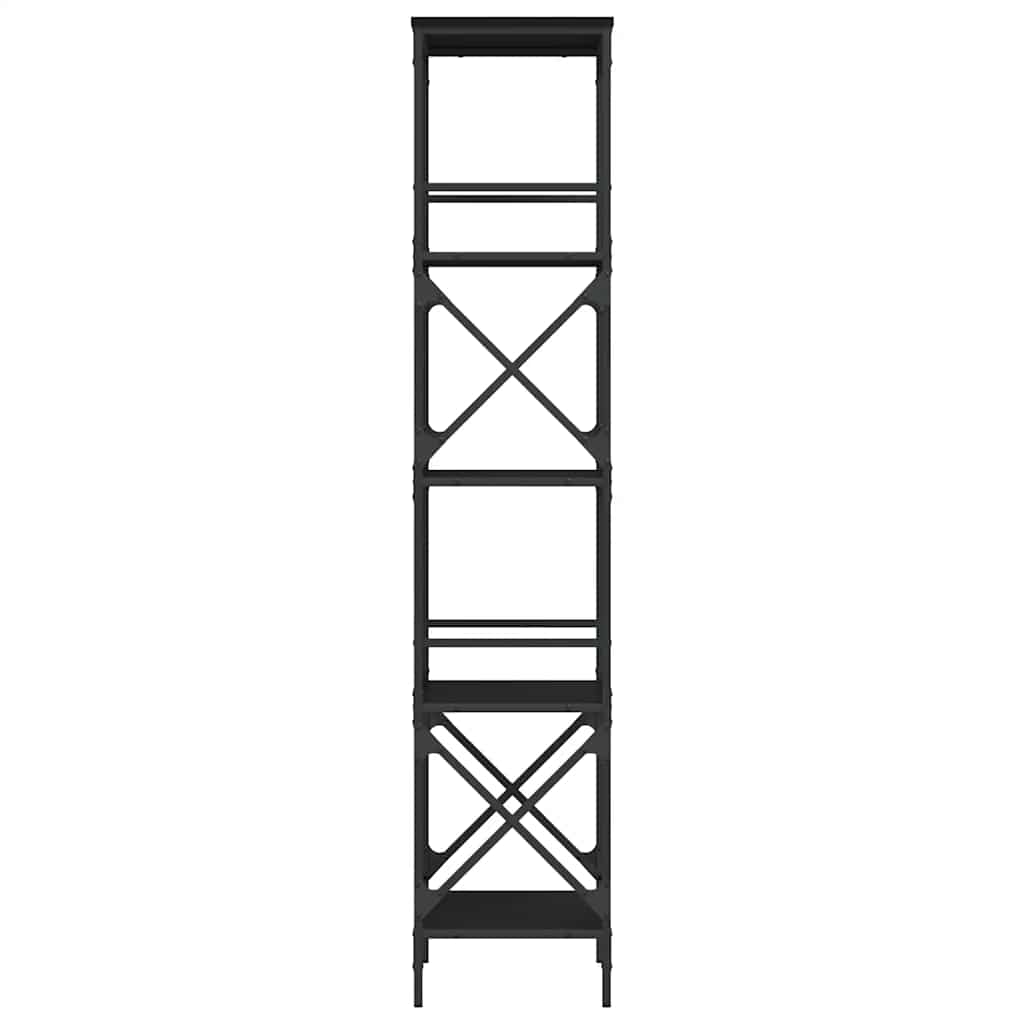 Βιβλιοθήκη 5 Επιπέδων Μαύρη 59 x 35 x 171 εκ. από Επεξεργ. Ξύλο 5