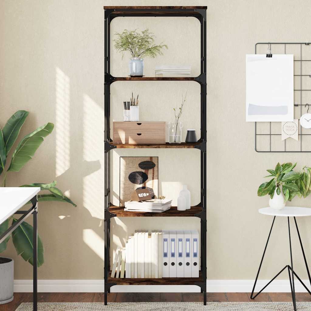 Βιβλιοθήκη 5 Επιπέδων Καπνιστή Δρυς 59x35x171 εκ. Επεξεργ. Ξύλο 1