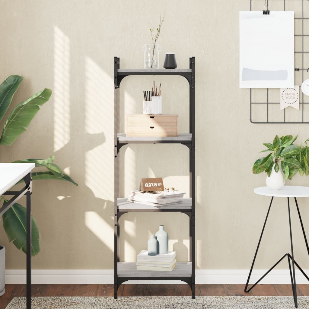 Βιβλιοθήκη 4 Επιπέδων Γκρι Sonoma 40x30x120 εκ. Επεξεργ. Ξύλο 1