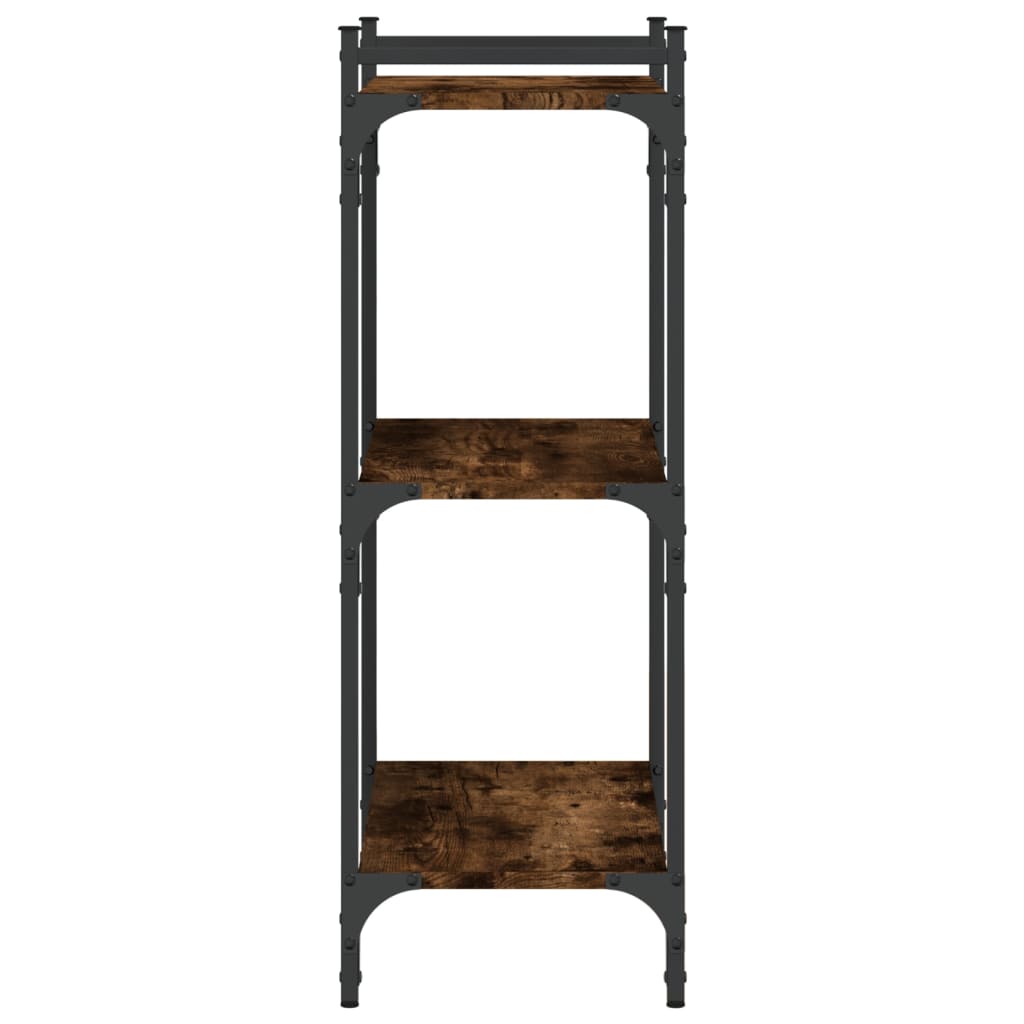 Βιβλιοθήκη 3 Επιπέδων Καπνιστή Δρυς 60x30x86 εκ. Επεξεργ. Ξύλο 5