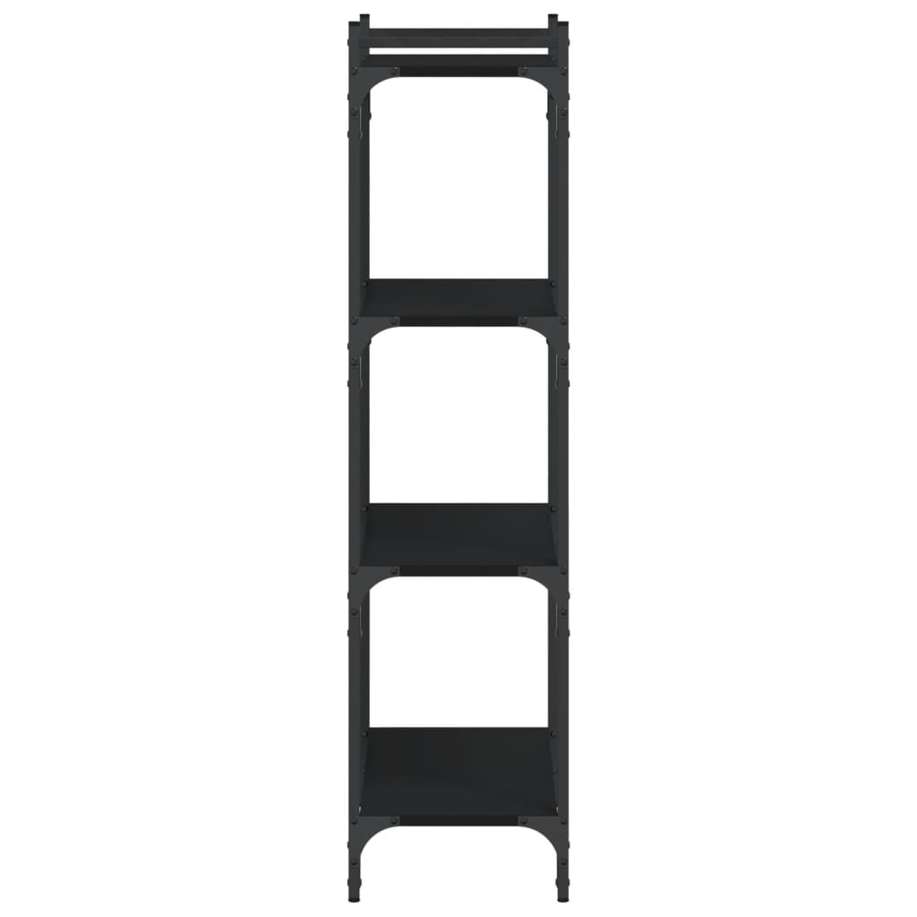 Βιβλιοθήκη 4 Επιπέδων Μαύρη 60x30x120 εκ. Επεξεργασμένο Ξύλο 5