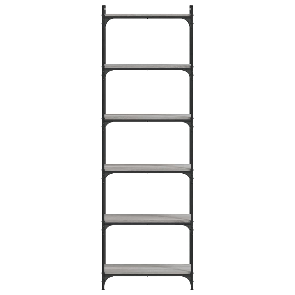 Βιβλιοθήκη 6 Επιπέδων Γκρι Sonoma 60x30x188 εκ. Επεξεργ. Ξύλο 4