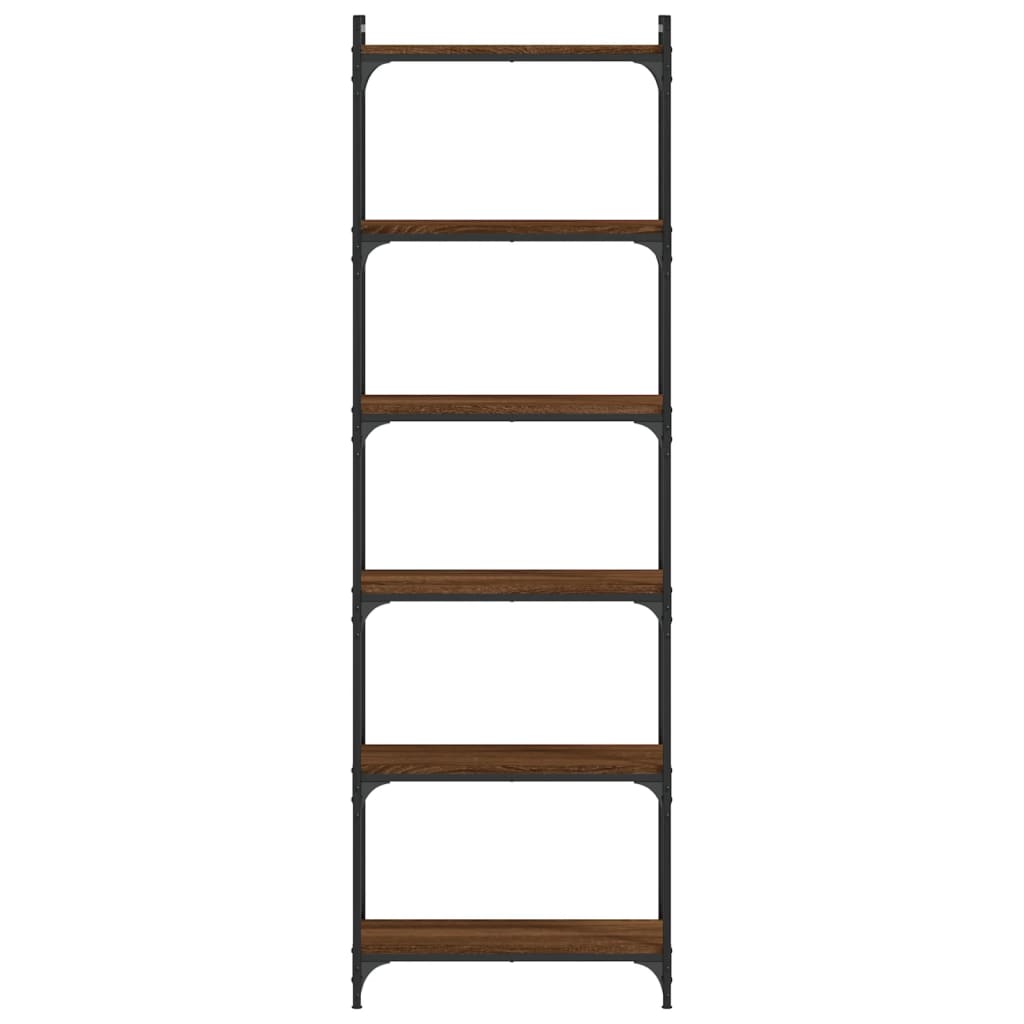 Βιβλιοθήκη 6 Επιπέδων Καφέ Δρυς 60 x 30 x 188 εκ. Επεξεργ. Ξύλο 4