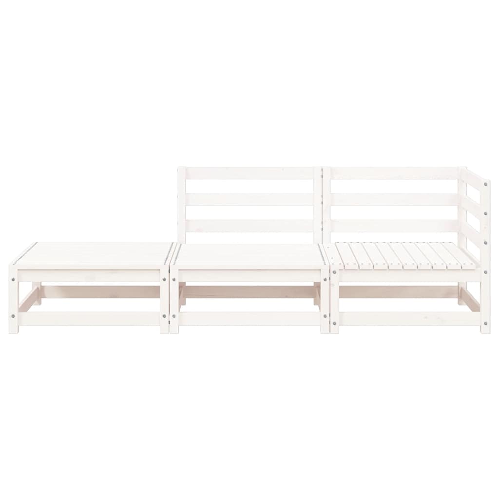 Καναπές Κήπου Διθέσιος με Υποπόδιο Λευκός από Μασίφ Ξύλο Πεύκου 4