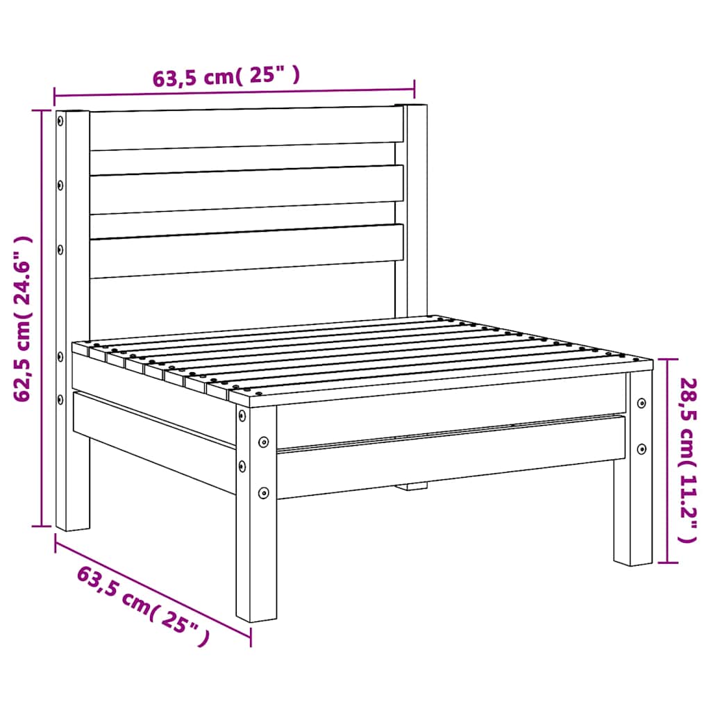 Καναπές Κήπου Χωρίς Μπράτσα Καφέ Κεριού από Μασίφ Ξύλο Πεύκου 8
