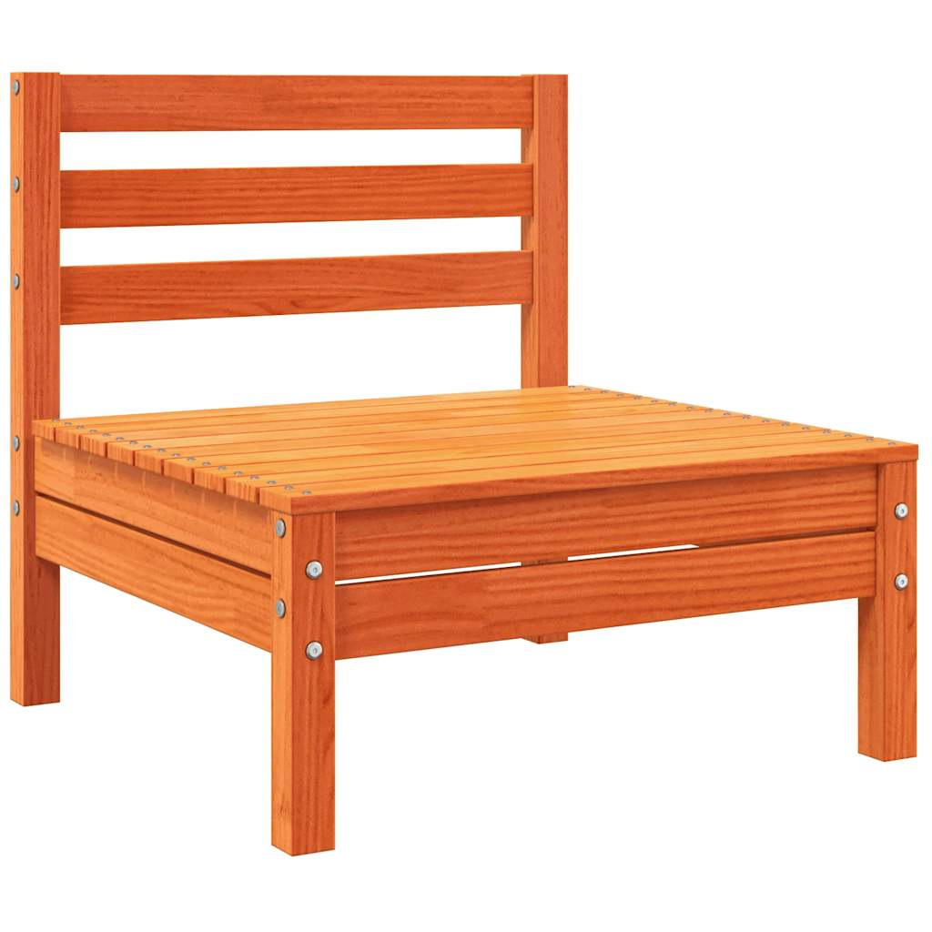 Καναπές Κήπου Χωρίς Μπράτσα Καφέ Κεριού Μασίφ Πεύκο +Μαξιλάρια 4