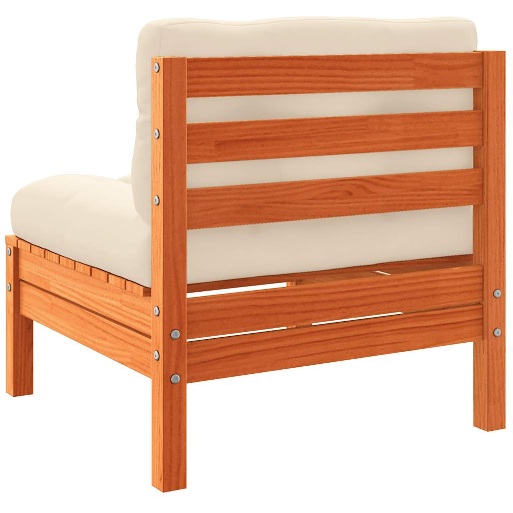 Καναπές Κήπου Χωρίς Μπράτσα Καφέ Κεριού Μασίφ Πεύκο +Μαξιλάρια 7