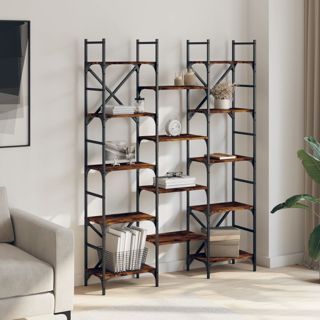 Βιβλιοθήκη Καπνιστή Δρυς 127,5x28,5x172,5εκ. Επεξεργασμένο Ξύλο 3