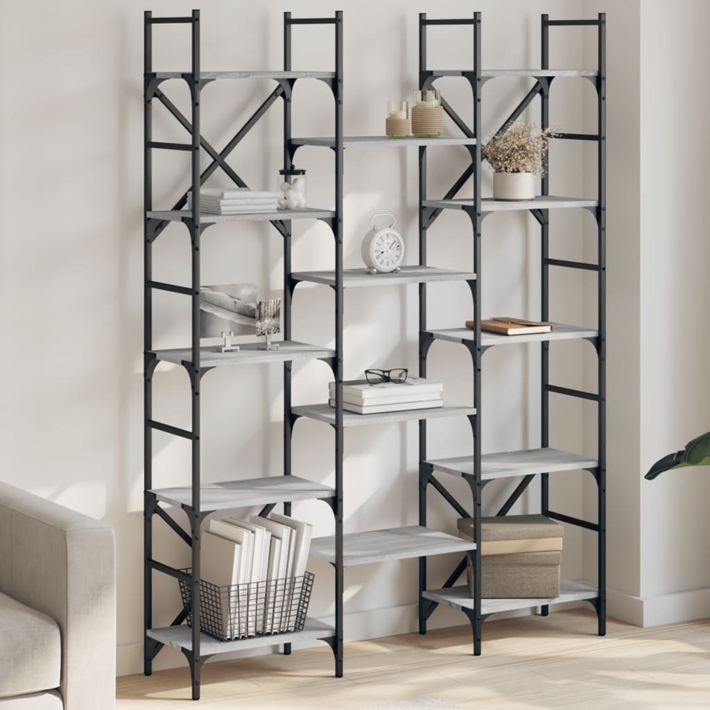 Βιβλιοθήκη Γκρι Sonoma 127,5x28,5x172,5 εκ. Επεξεργασμένο Ξύλο 1