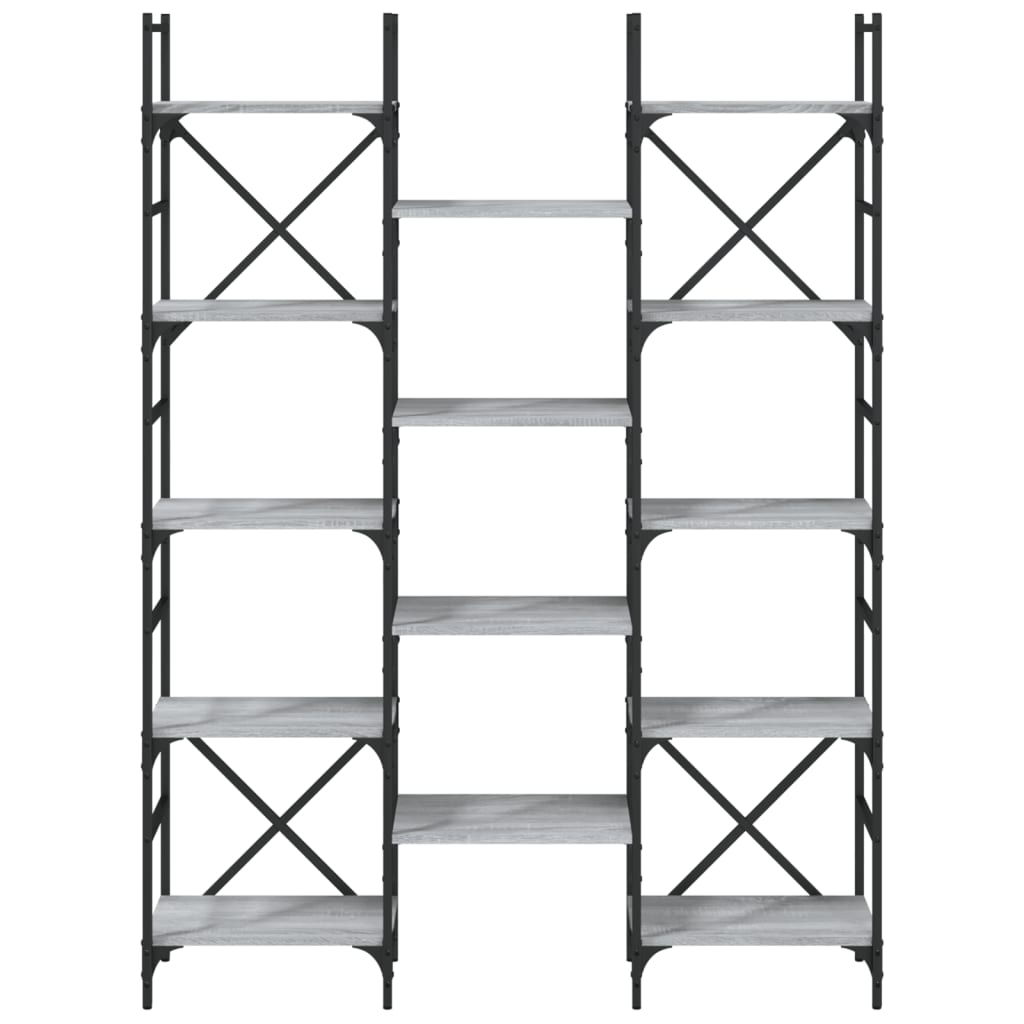 Βιβλιοθήκη Γκρι Sonoma 127,5x28,5x172,5 εκ. Επεξεργασμένο Ξύλο 5