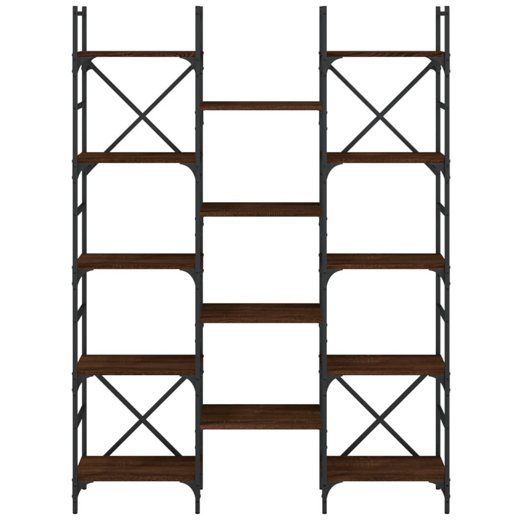 Βιβλιοθήκη Καφέ Δρυς 127,5x28,5x172,5 εκ. Επεξεργασμένο Ξύλο 5