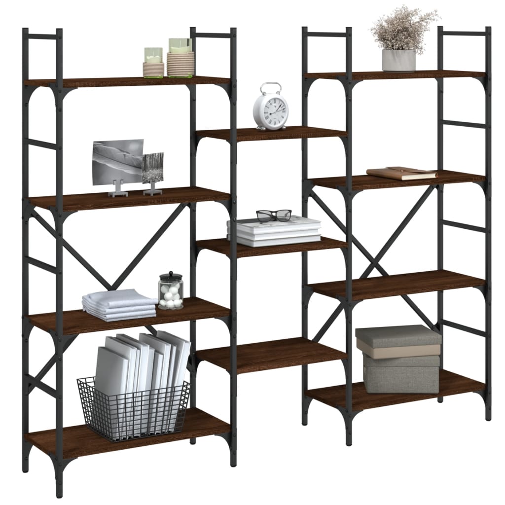 Βιβλιοθήκη Καφέ Δρυς 160x28,5x136,5 εκ. Επεξεργασμένο Ξύλο 4