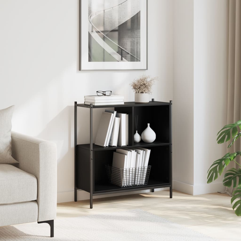 Βιβλιοθήκη Μαύρη 72 x 28 x 77,5 εκ. από Επεξεργασμένο Ξύλο 3