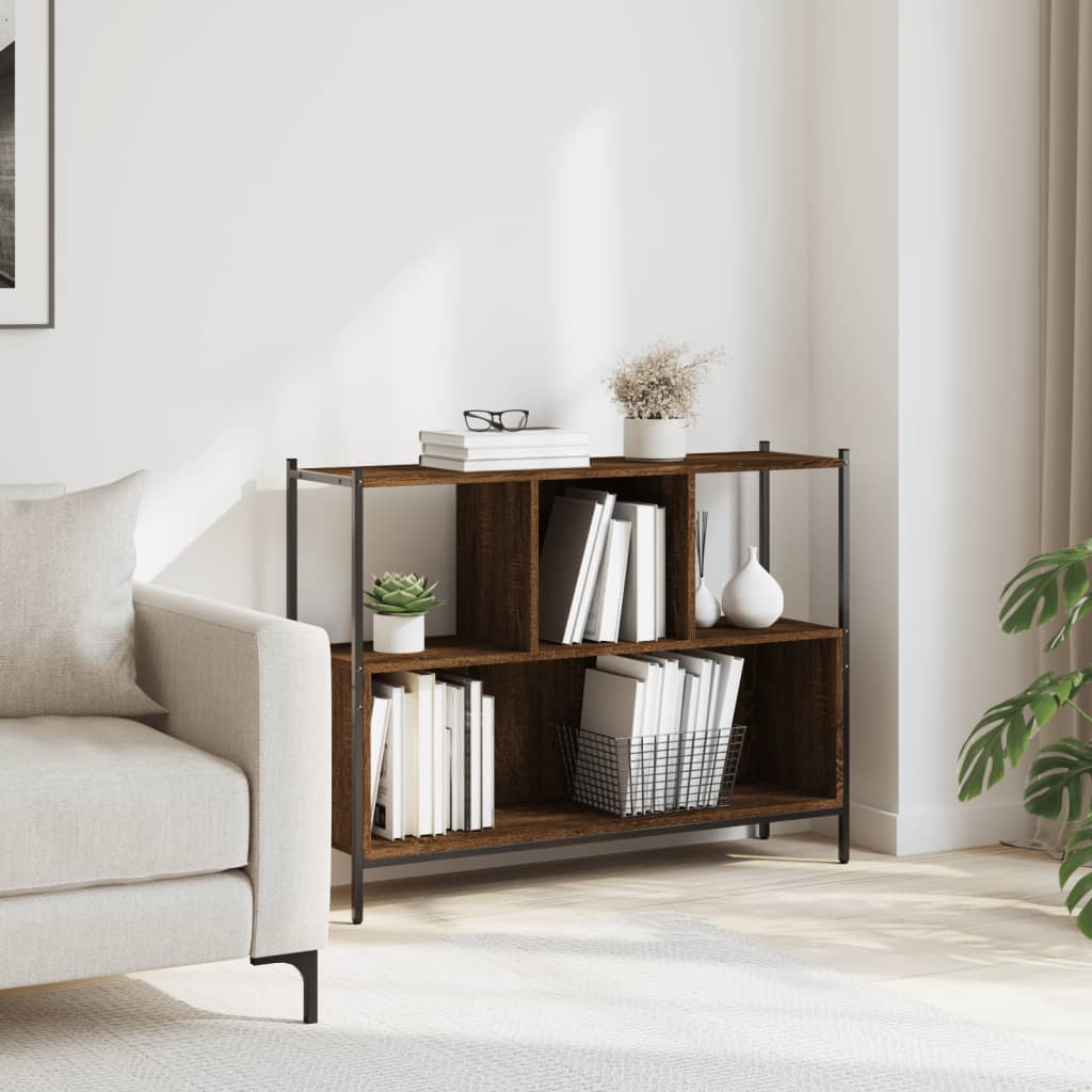 Βιβλιοθήκη Καφέ Δρυς 102x28x77,5 εκ. από Επεξεργασμένο Ξύλο 3