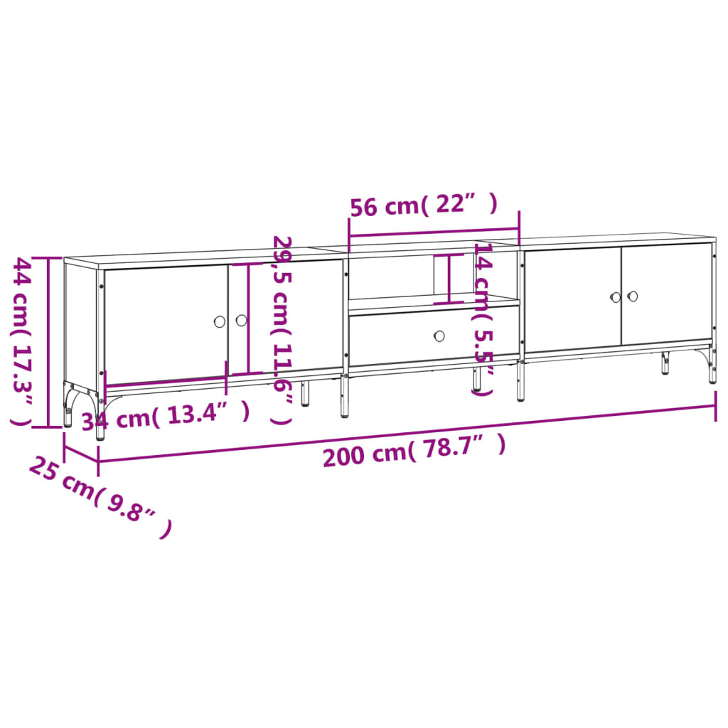 Έπιπλο Τηλεόρασης με Συρτάρι Καπν. Δρυς 200x25x44 εκ Επεξ. Ξύλο 11