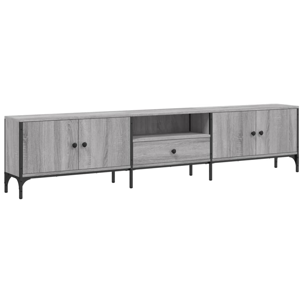 Έπιπλο Τηλεόρασης με Συρτάρι Γκρι Sonoma 200x25x44εκ Επεξ. Ξύλο 2