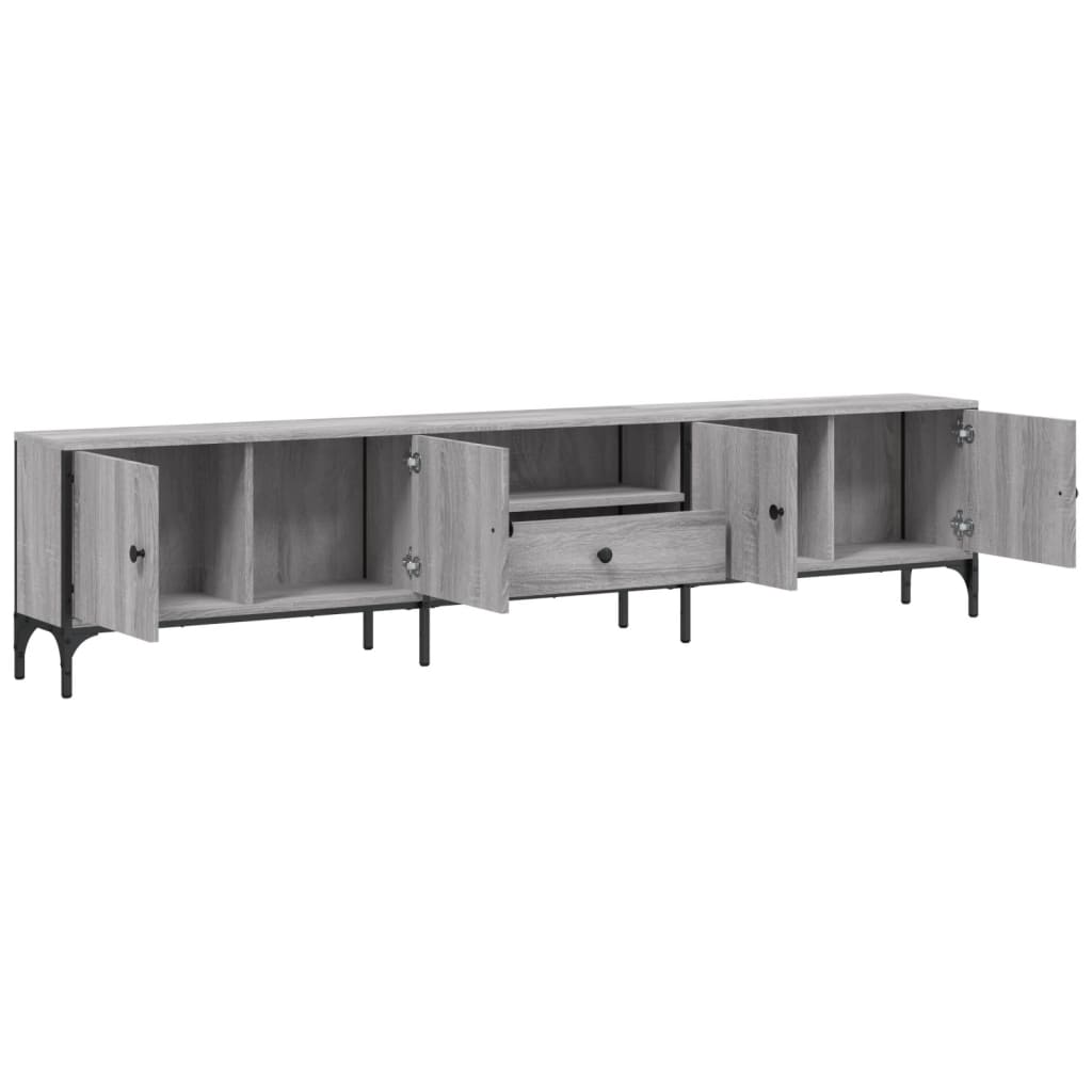Έπιπλο Τηλεόρασης με Συρτάρι Γκρι Sonoma 200x25x44εκ Επεξ. Ξύλο 5