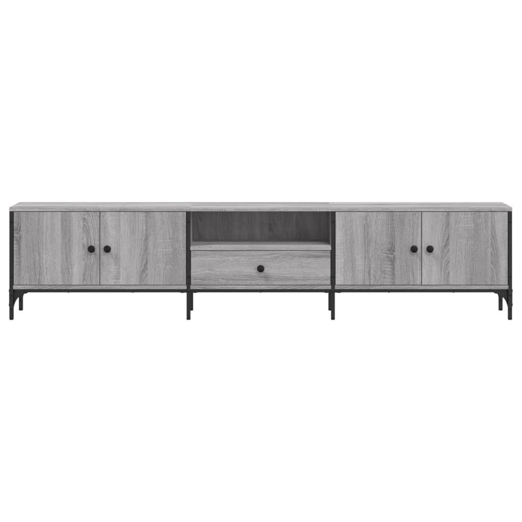 Έπιπλο Τηλεόρασης με Συρτάρι Γκρι Sonoma 200x25x44εκ Επεξ. Ξύλο 6